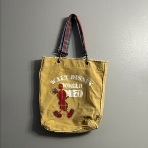 Vintage Disney World Tote Bag with Plaid Mickey
